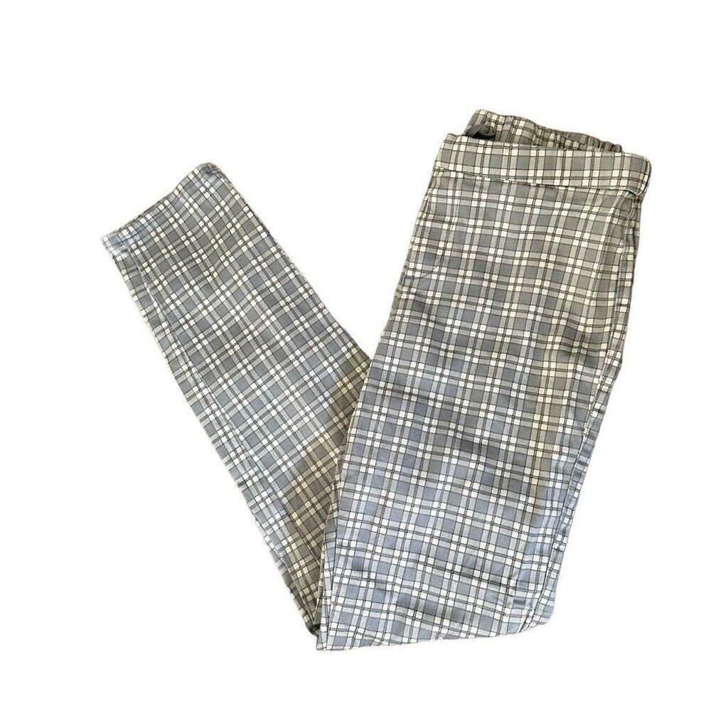 Uniqlo grey check  cropped drawstring pants